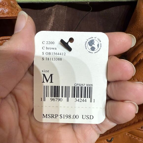 Free People Brown Josie Vegan Leather Moto Jacket Sz M NWT - Picture 8 of 14